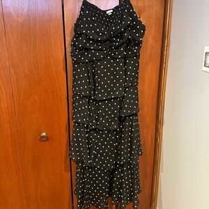 Black Polka Dot Tiered Ruffle Dress - 2X